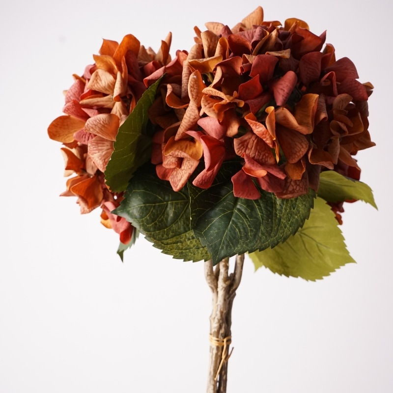 Flori artificiale de înaltă calitate, cu atingere plăcută și senzație hidratantă, hortensie mare în nuanțe de toamnă, temă retro, aranjament floral de interior și fundal decorativ