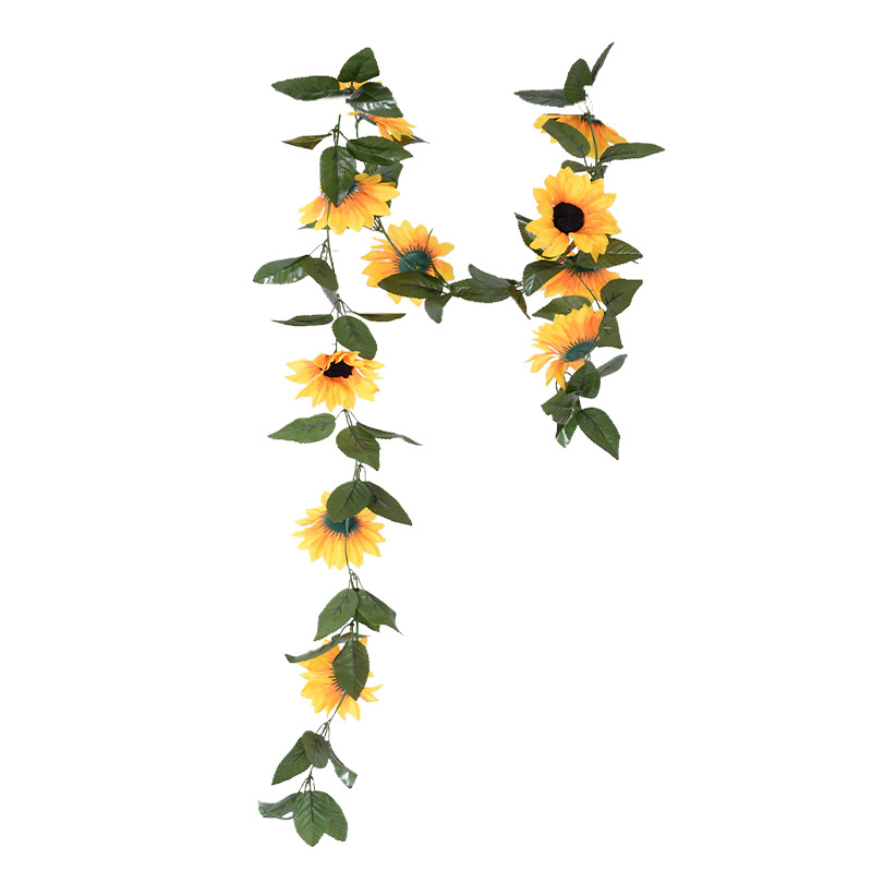 Viță de floarea-soarelui din flori artificiale pentru decorul casei, viță decorativă cu 10 flori mari