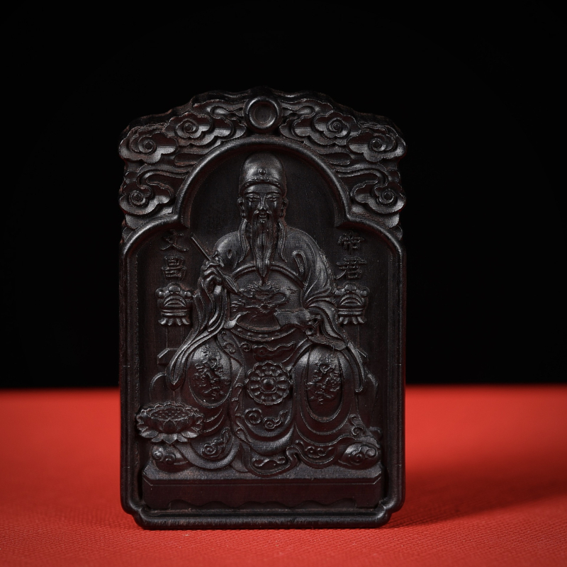 Dvostrani talisman privjesak od drveta koje je pogođeno gromom, car Wenchang
