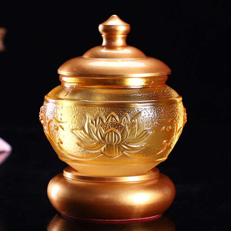 Mjedno-staklena čaša za vodu na Buddha oltar, dekorativni predmet za dom