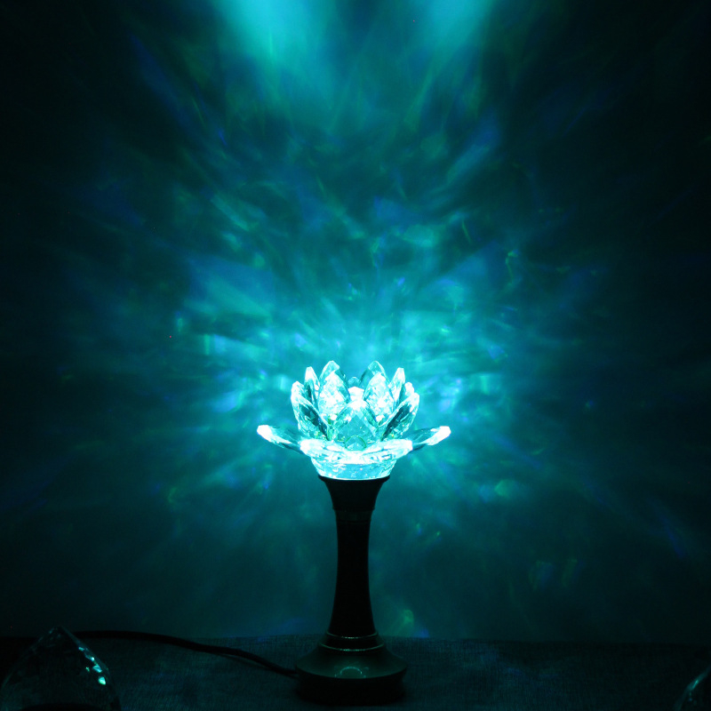 Krištalna lotos lampa za Budu, punjiva, LED i glazba