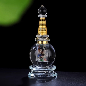 Stupa de cristal cu relicvă, stil tibetan etnic, ornament decorativ pentru cult budist