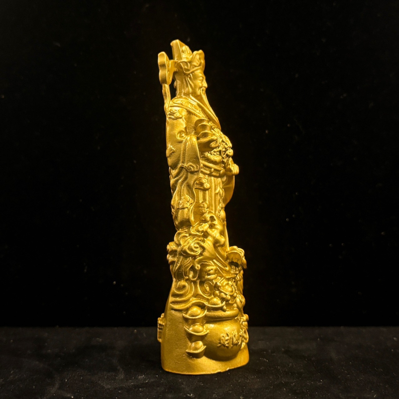 Statuetă Buddha din lemn masiv, Zeul Dragon al Bogăției pe suport — cadou din lemn rosewood