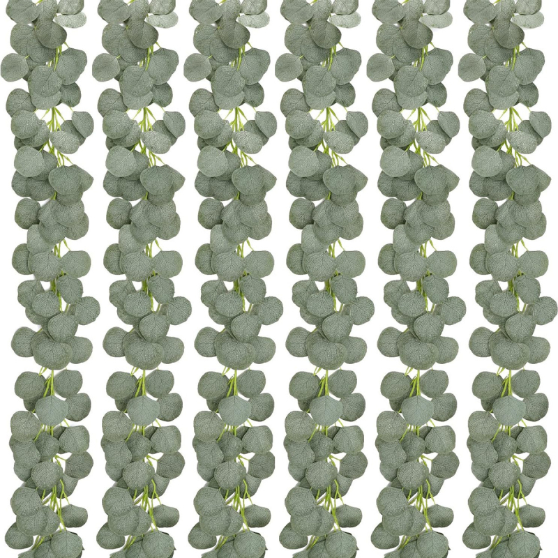 Viță artificială cu frunze de măr, accente de eucalipt și frunze de bani pentru decor de nuntă în aer liber