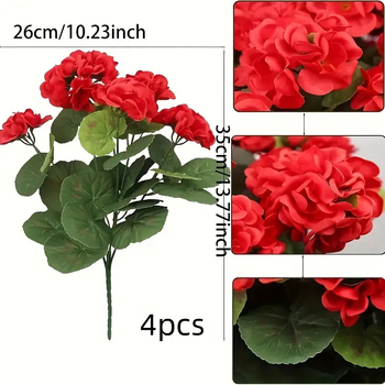 Viță artificială cu flori begonia și geraniu pentru decor