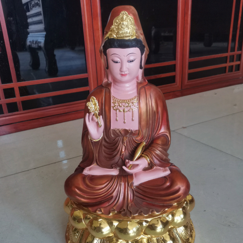 Statuie Bodhisattva, bronz turnat, lucrare manuală, dimensiune mare