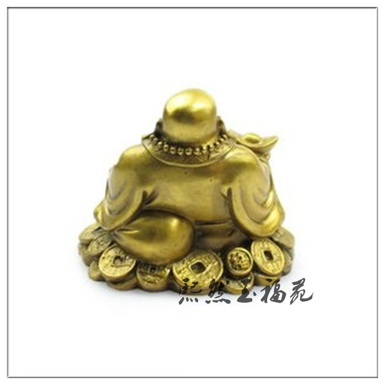 Statuie Maitreya Laughing Buddha din cupru-alamă, decor Feng Shui pentru casă