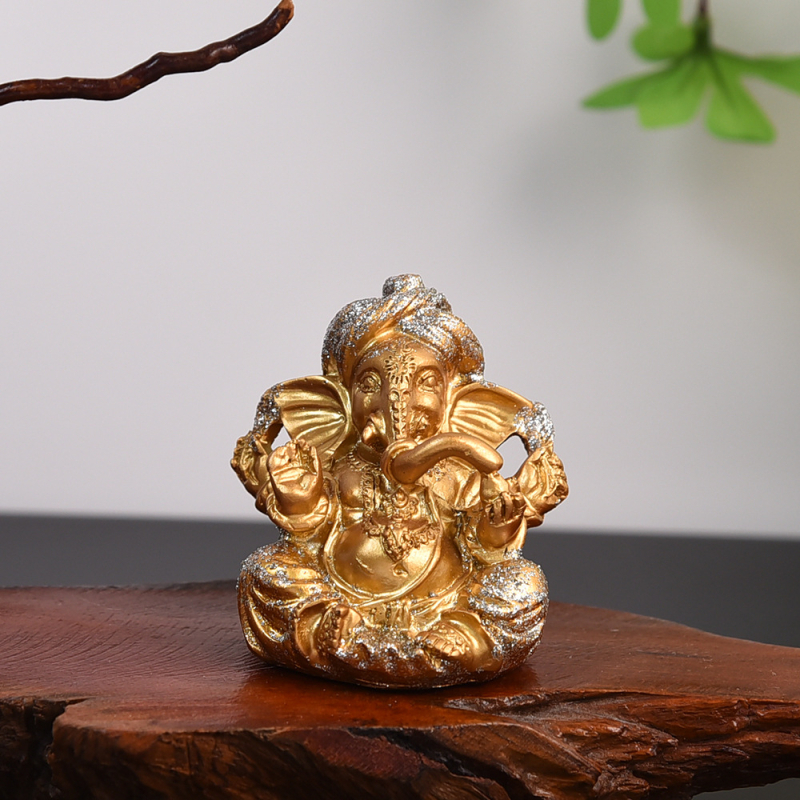 Statuie Buddha din rășină, cu motiv trompă de elefant, așezată, decor pentru casă, sufragerie și hol