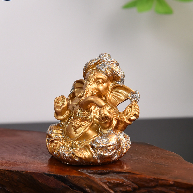 Statuie Buddha din rășină, cu motiv trompă de elefant, așezată, decor pentru casă, sufragerie și hol