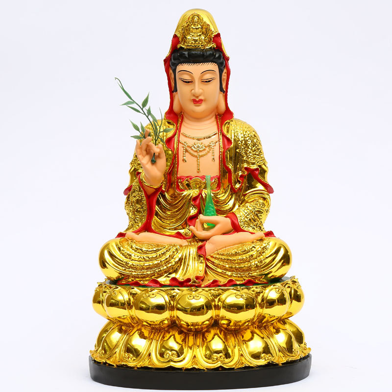 Statuie Guanyin pentru închinare acasă, figură din rășină Avalokitesvara
