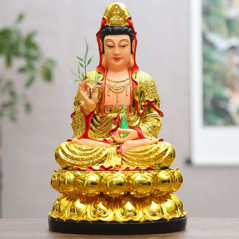 Statuie Guanyin pentru închinare acasă, figură din rășină Avalokitesvara