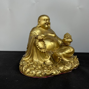 Statuetă din alamă a lui Buddha Maitreya, cu burtă mare, Bodhisattva zâmbitor pentru altarul de acasă