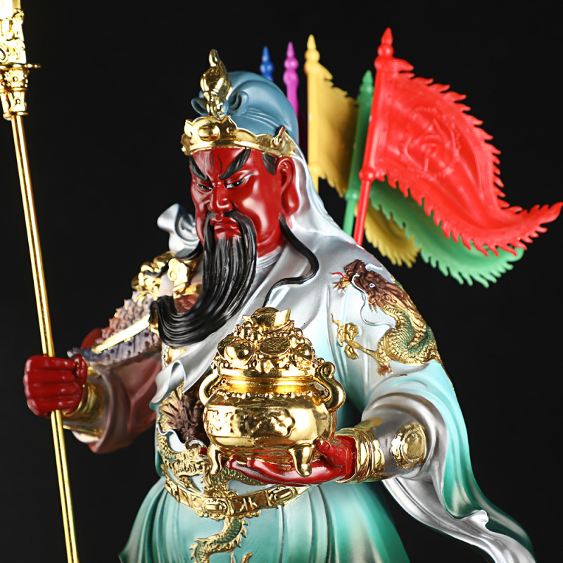 Statuie Guan Gong – Zeul bogăției, cu sabie, figură de rășină pentru decorul casei