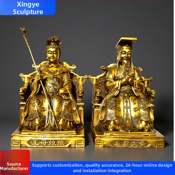 Veľké na mieru maľované mosadzné sochy Jade Emperor a Empress pre domáci oltár