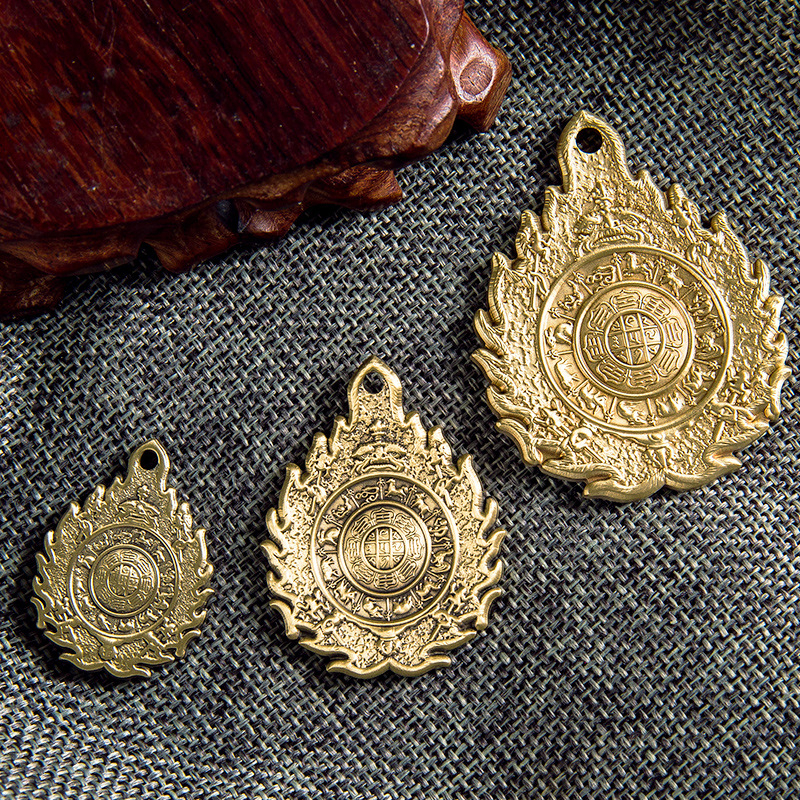 Bakreni kaiš-talisman s Manjushrijem, tibetanskog stila, dvanaest znakova zodijaka, devet palača i osam trigrami, za blagoslov