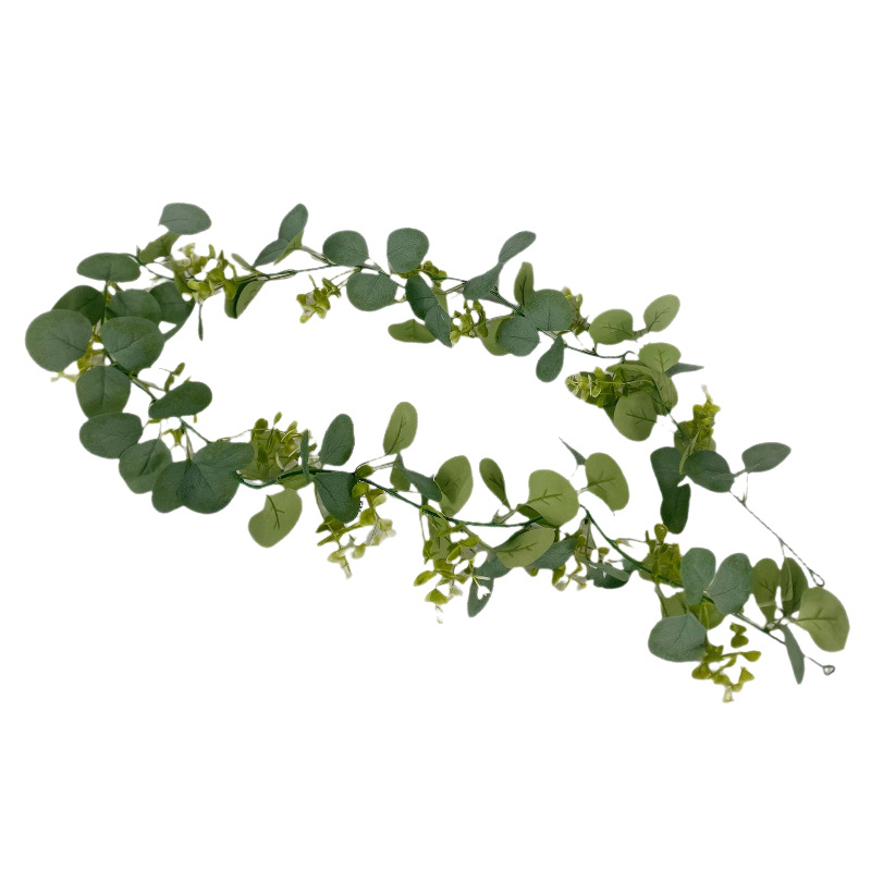 Liană artificială din ratan cu frunze de bani și frunze de eucalipt, pentru nunți, decor exterior și decorațiuni de Crăciun