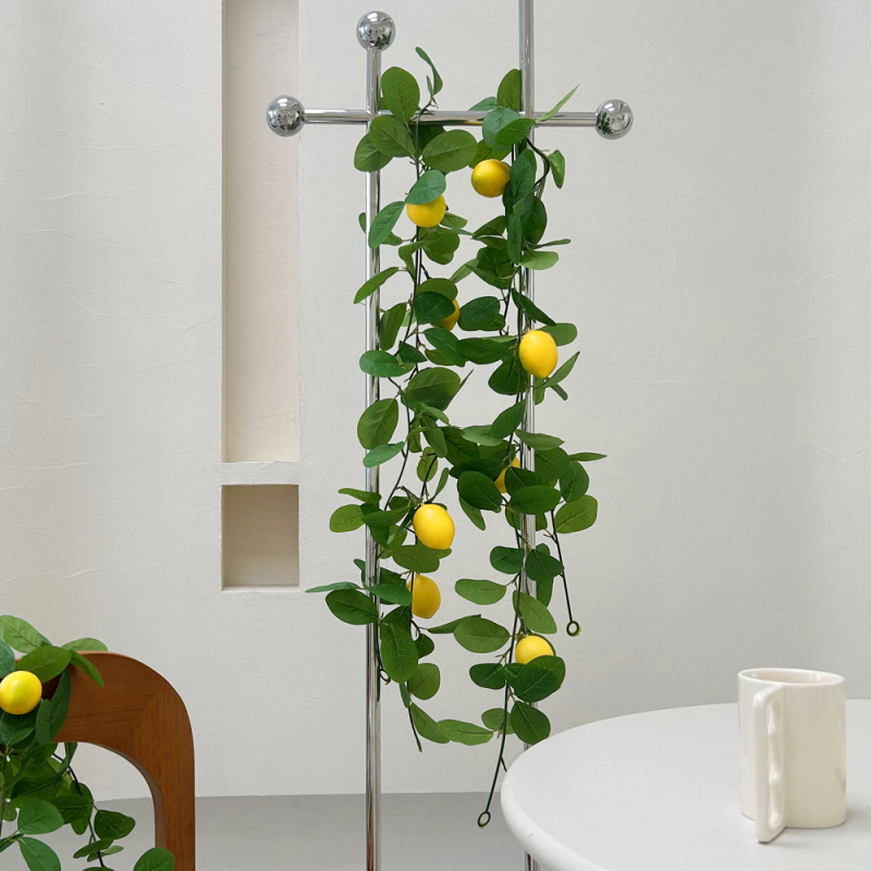 Viță de lămâie artificială cu fibre de ratan, verdeață din mătase pentru decor interior și exterior, recuzită pentru fotografie și ornament de ușă, înălțime 100–200 cm