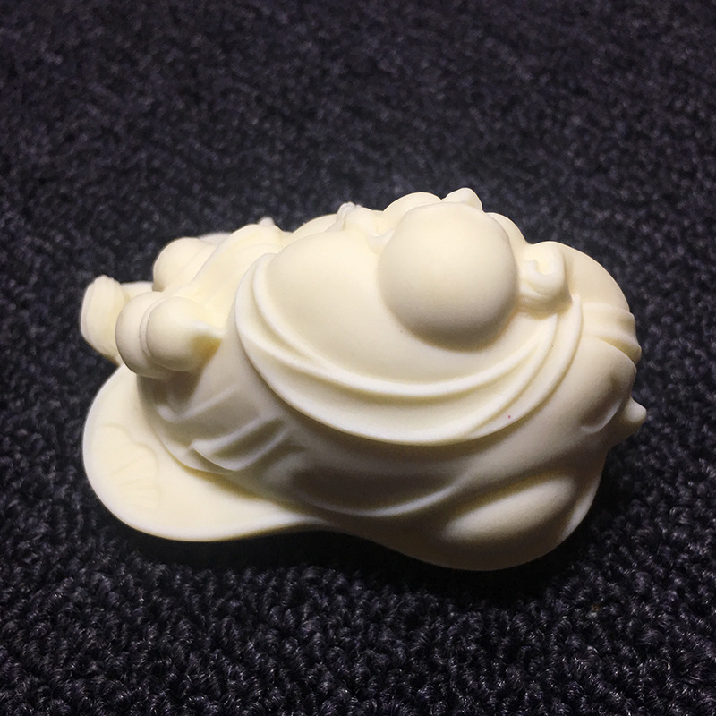 Statuetă Buda Maitreya din lemn, așezată, decor pentru birou, 7×4.5×4.5 cm