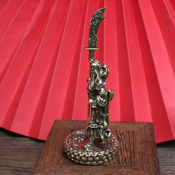 Statuie din alamă Guan Gong - Zeul Bogăției, decor pentru casă sau templu