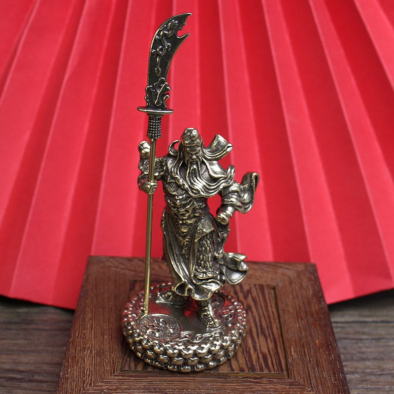 Statuie din alamă Guan Gong - Zeul Bogăției, decor pentru casă sau templu