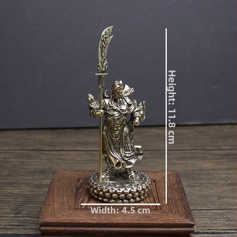 Statuie din alamă Guan Gong - Zeul Bogăției, decor pentru casă sau templu