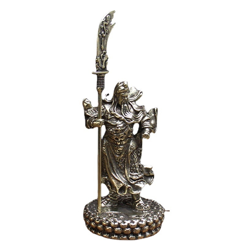 Statuie din alamă Guan Gong - Zeul Bogăției, decor pentru casă sau templu