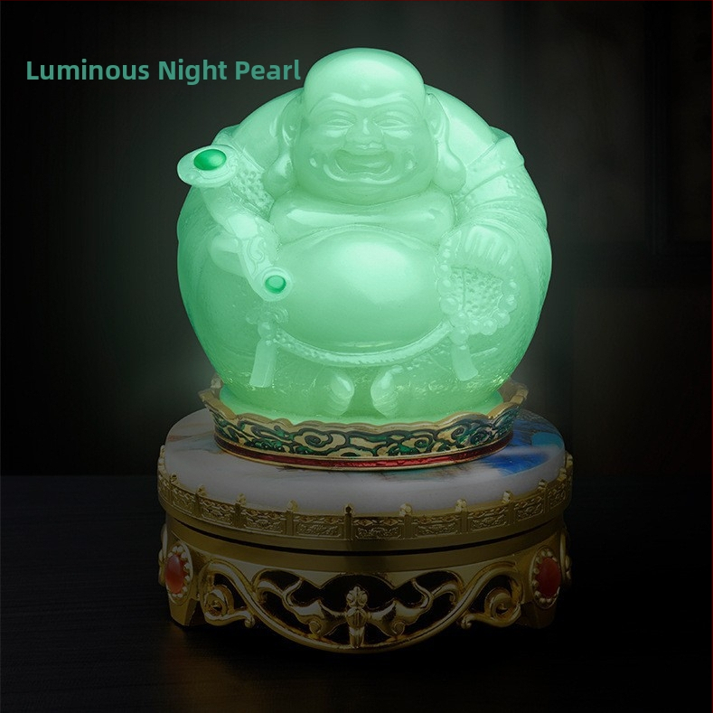Figurină cu Buddha Maitreya care luminează în întuneric, pentru decor la intrare și birou