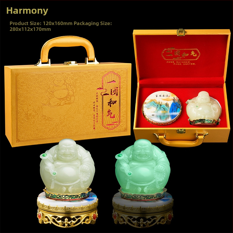Figurină cu Buddha Maitreya care luminează în întuneric, pentru decor la intrare și birou