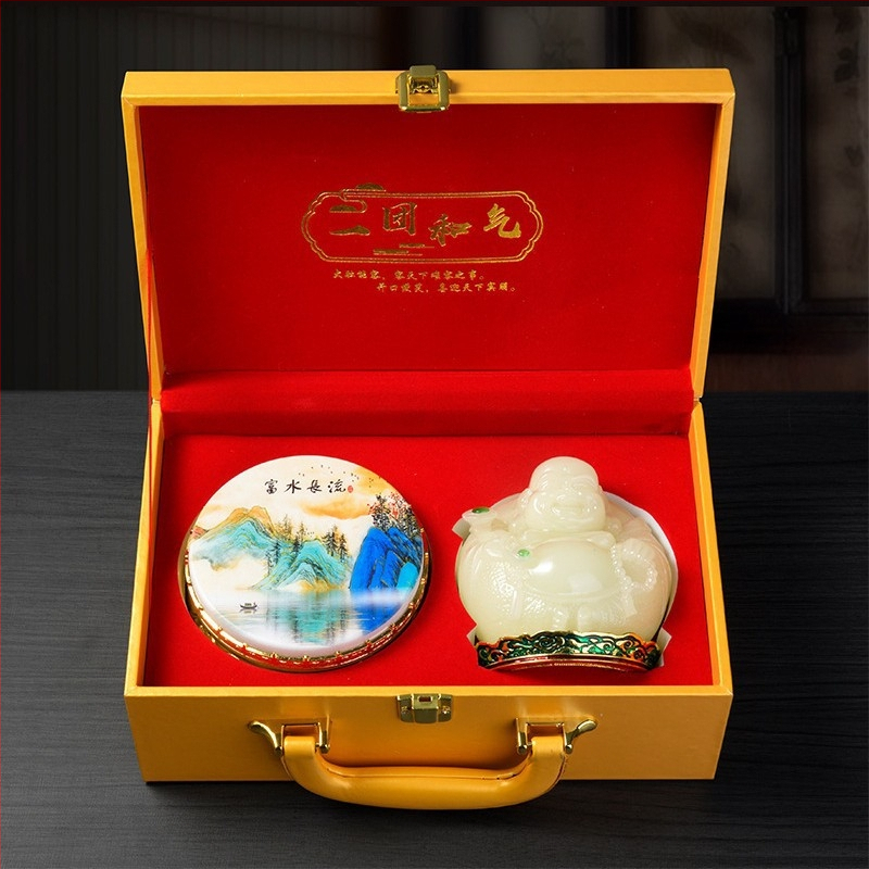 Figurină cu Buddha Maitreya care luminează în întuneric, pentru decor la intrare și birou