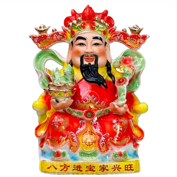 Statuie Buddha a Zeului Bogăției, din porțelan de jad, decor ceramic pentru casă