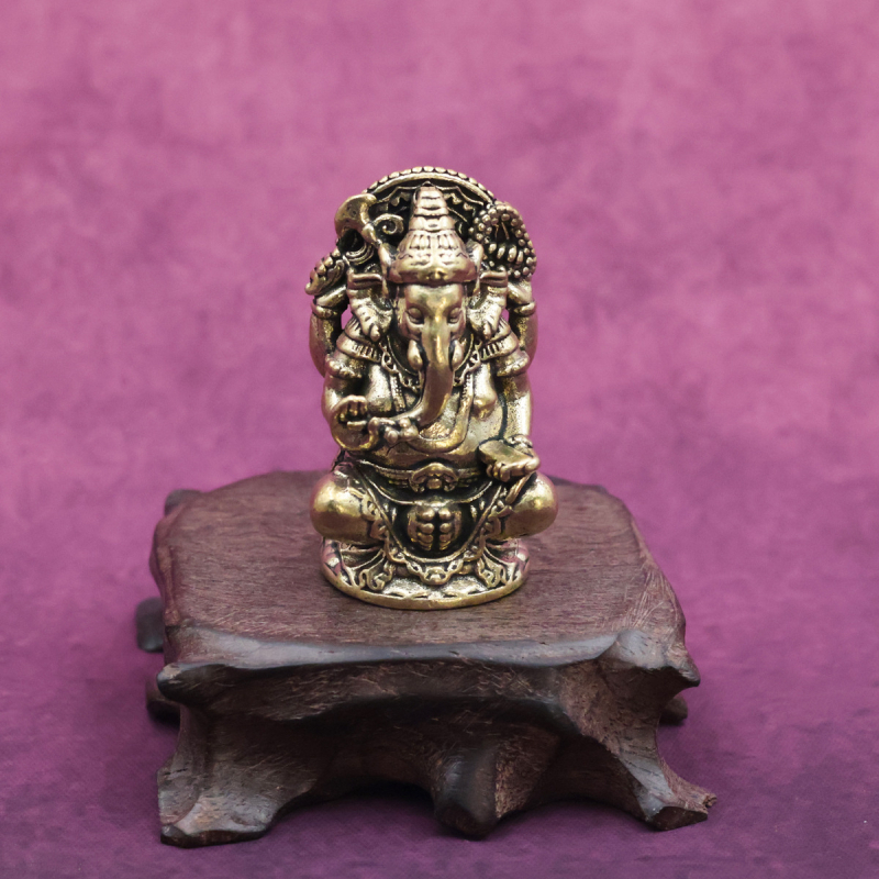 Figurină Ganesh – stil vintage, zeul bogăției din Tailanda, decor de birou, obiect de colecție