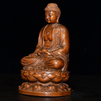 Statuie Buddha Shakyamuni din boxwood, ornament auto și decor pentru casă