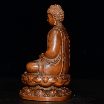 Statuie Buddha Shakyamuni din boxwood, ornament auto și decor pentru casă