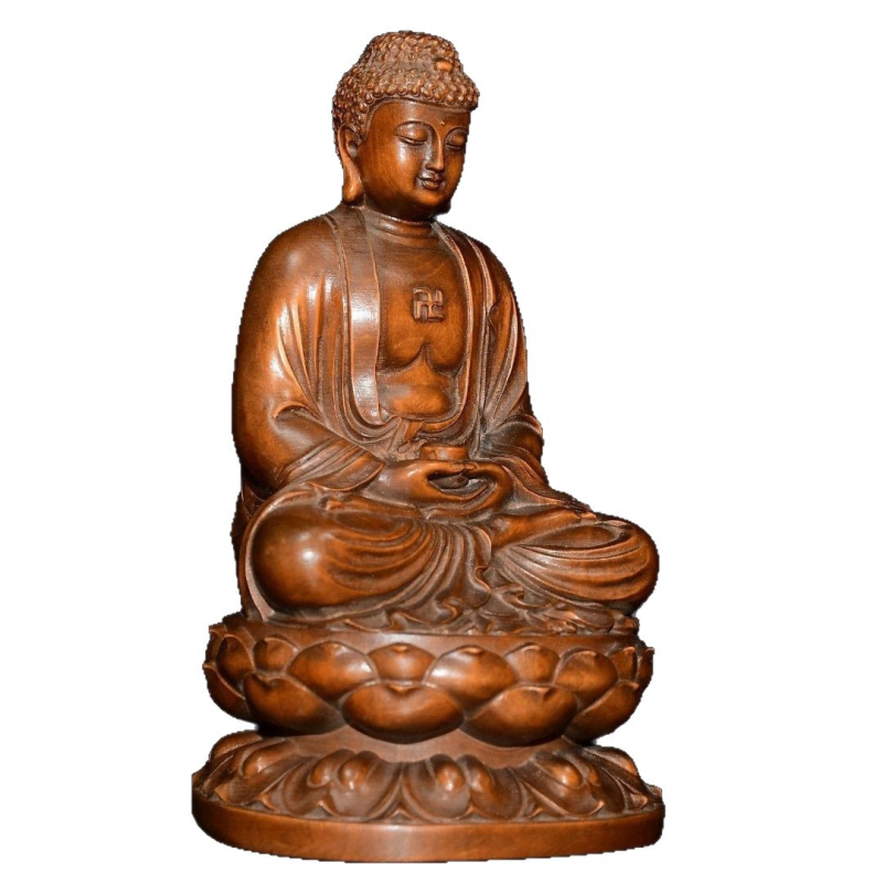 Statuie Buddha Shakyamuni din boxwood, ornament auto și decor pentru casă