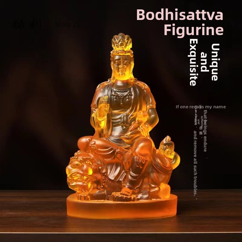 Statuie Manjushri Bodhisattva din rășină pentru decor auto – set de trei sfinți