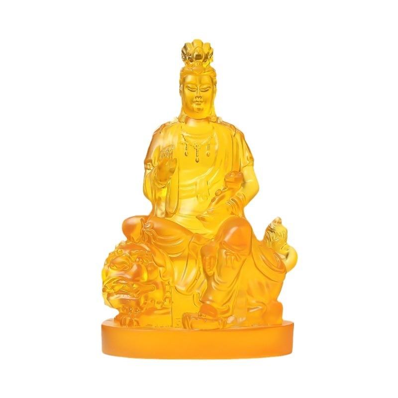 Statuie Manjushri Bodhisattva din rășină pentru decor auto – set de trei sfinți