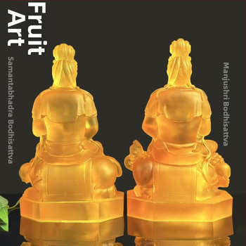 Statuie Buddha Manjushri și Samantabhadra pentru altarul de acasă, din rășină