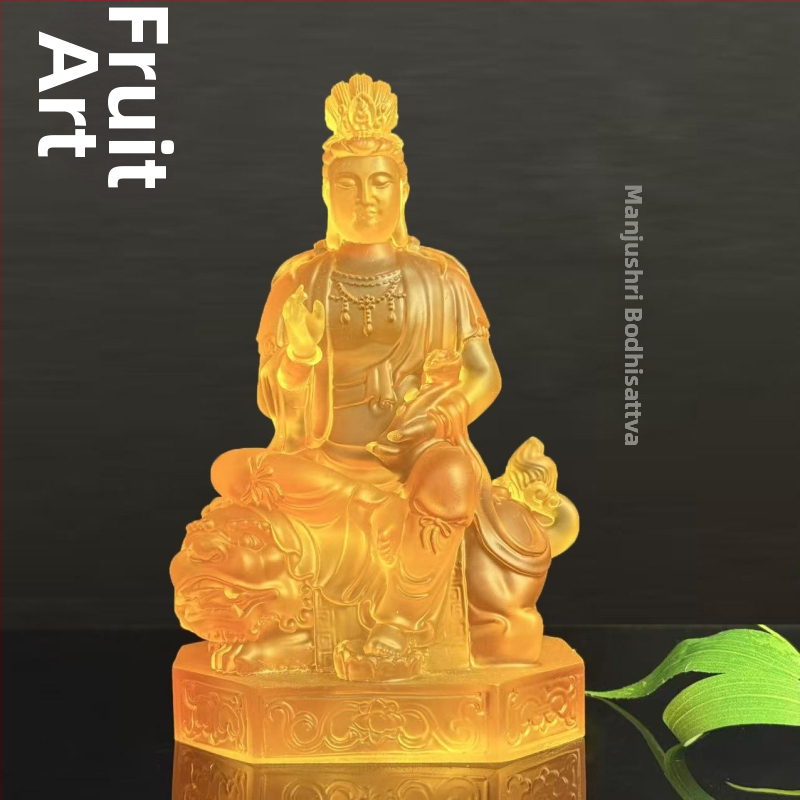 Statuie Buddha Manjushri și Samantabhadra pentru altarul de acasă, din rășină