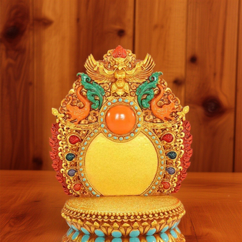Altar tibetan din rășină, colorat, stil etnic, pentru decor de masă în casă, compatibil cu statuia Buddha de 10 cm