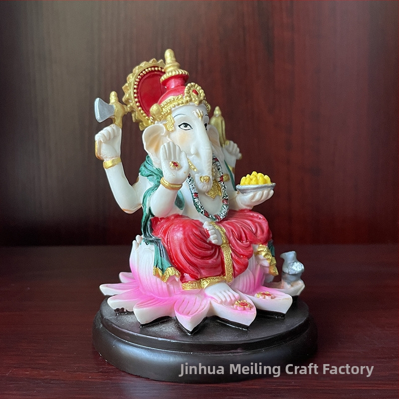 Figura decorativă din rășină, cap de elefant, pictată manual