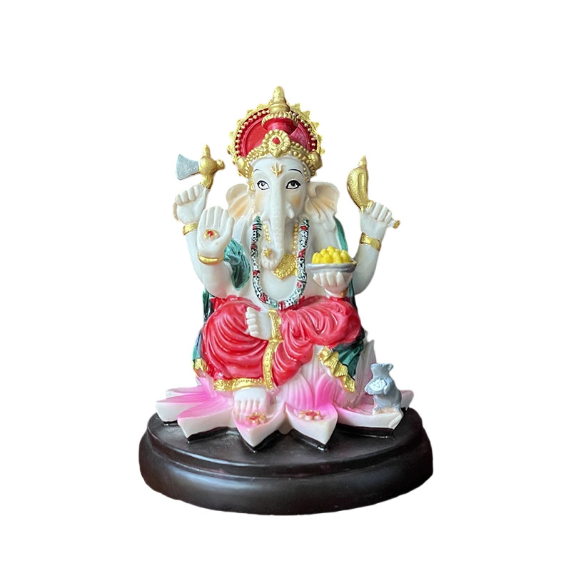 Figura decorativă din rășină, cap de elefant, pictată manual