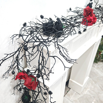 Roză Halloween din rătan, decor pendul pentru casă și exterior – roz artificială