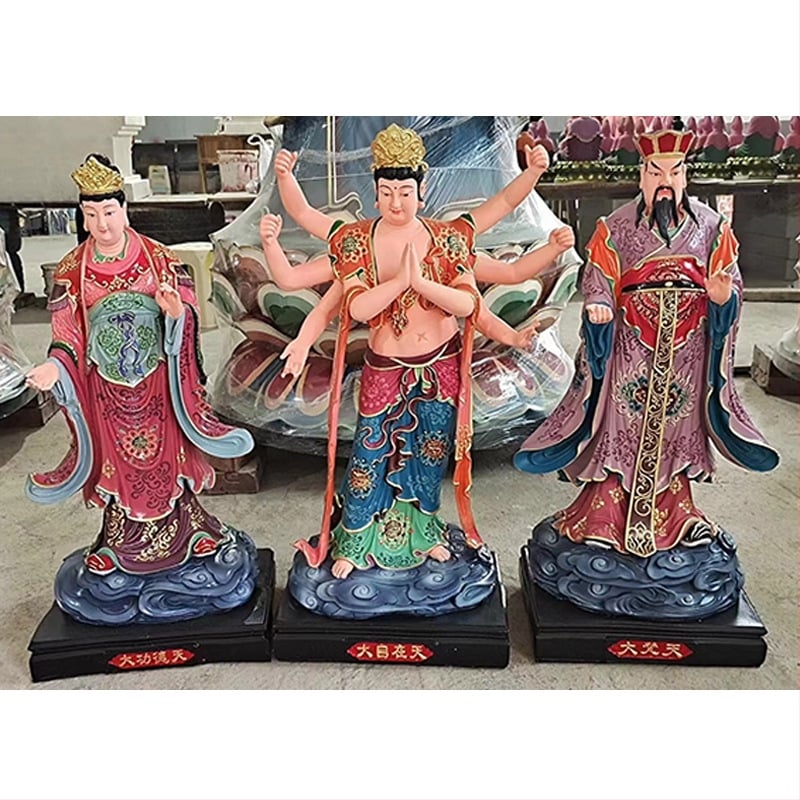 24 statui Bodhisattva din rășină și fibră de sticlă, în stil sculptural din lemn