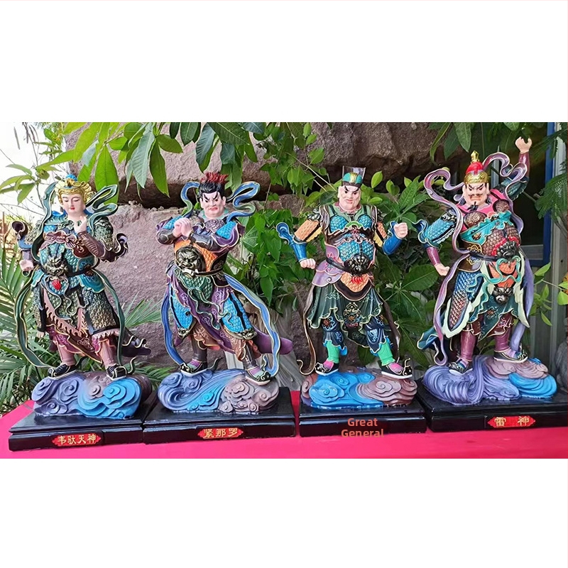 24 statui Bodhisattva din rășină și fibră de sticlă, în stil sculptural din lemn
