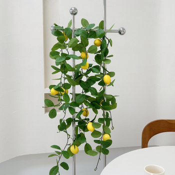 Viță artificială cu fructe de lămâie și frunze verzi, din mătase, înălțime 100–200 cm, pentru decor interior și fundal de fotografie