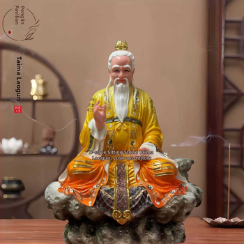 Statuete taoiste Taishang Laojun și Sanqing Patriarh, înălțime 48 cm, pictate manual