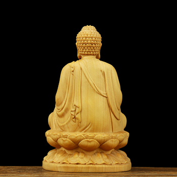 Statuie Buddha din lemn de boxwood: Sakyamuni și Buddha-ul Vindecător pentru templul de acasă