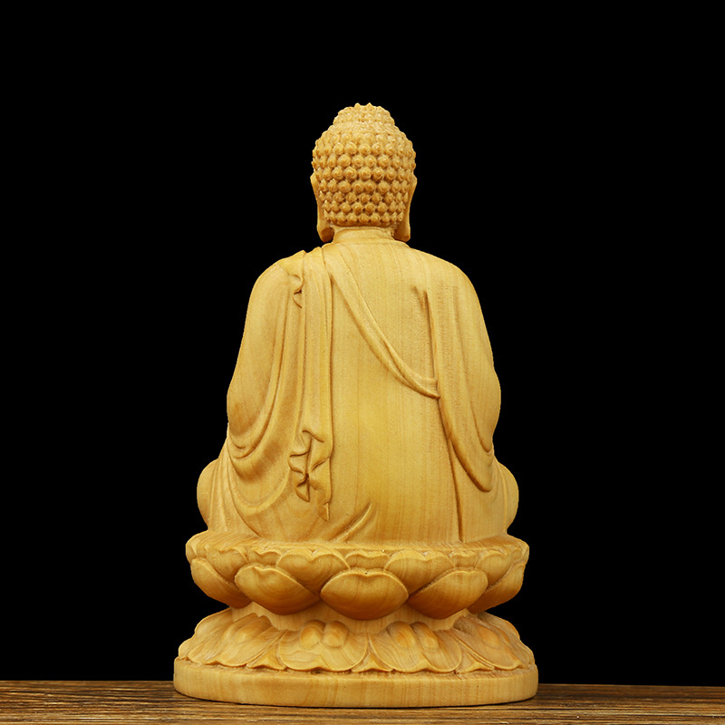 Statuie Buddha din lemn de boxwood: Sakyamuni și Buddha-ul Vindecător pentru templul de acasă