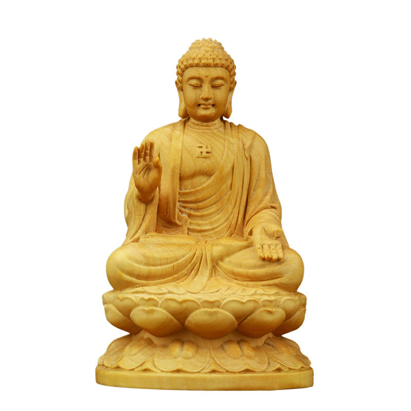 Statuie Buddha din lemn de boxwood: Sakyamuni și Buddha-ul Vindecător pentru templul de acasă
