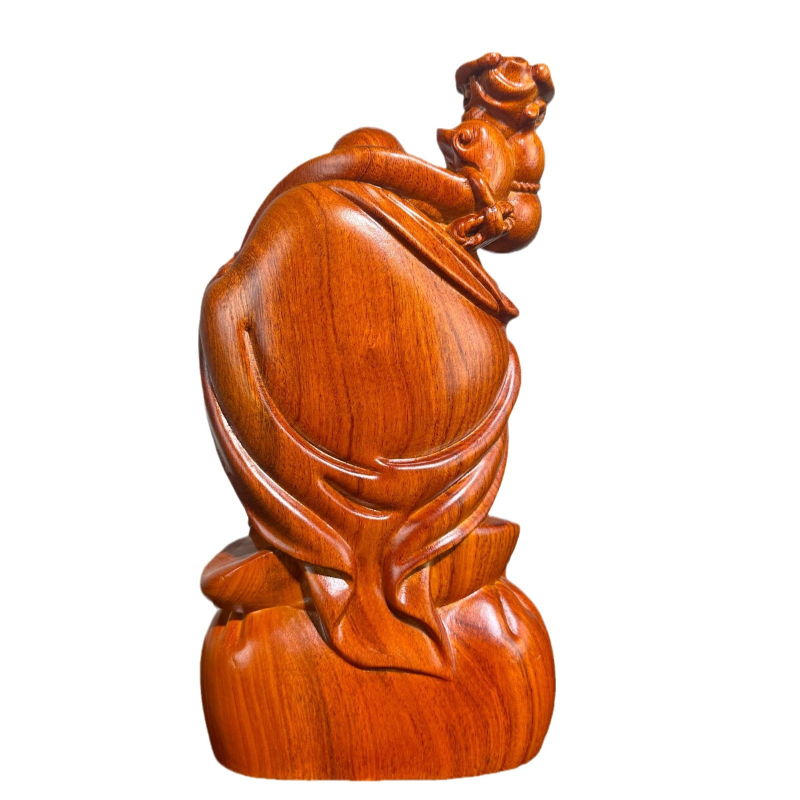 Statuie a lui Maitreya Buddha zâmbitor, mare, sculptată din lemn de trandafir roșu, decor pentru sufragerie
